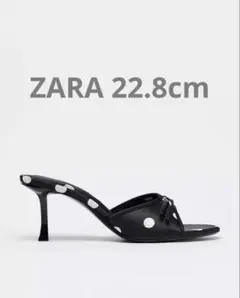 美品 ZARA ザラ サンダル ドット柄 ブラック 35