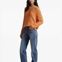 定番✨ラルフローレン ケーブルニット オレンジ XS メンズ オーバーサイズ可