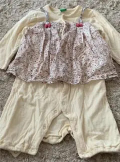 ラグマート　花柄ロンパース 80