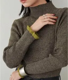【アントマリーズ】ハイネックミックスリブニット【F】オリーブ
