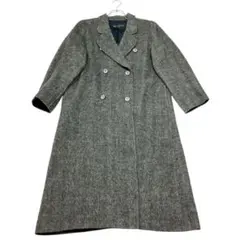 【逸品】ハーディエイミス　ダブルロングチェスターコート　ウールヘリンボーン　L