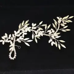 ウェディングヘッドドレス 花と葉 シルバー