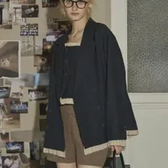 loin nuit ロワンニュイ フリルレイヤードデザインジャケット ネイビー