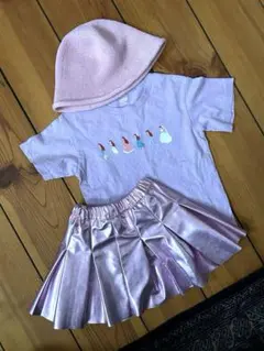 【110】ユニクロ　ZARA Tシャツ　ハット　チア　スカート　ピンクのサムネイル
