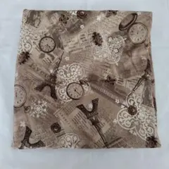 はぎれ　綿麻モーリークロス　エッフェル塔　茶色　108×150