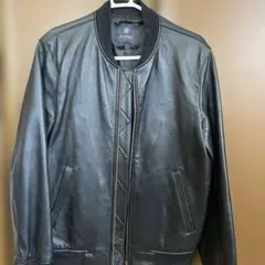 nano ブラック レザーボンバージャケット