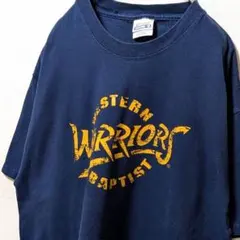 ヘインズ ウェスタンウォリアーズバプテスト Tシャツ ネイビー紺色 L 古着