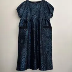 着物リメイク 長井紬 ゆったりギャザーワンピース ハンドメイド