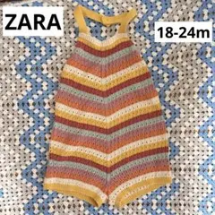 ZARA ニットストライプオーバーオール 92cm