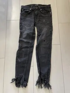 ZARA ブラックダメージデニム スキニー 34