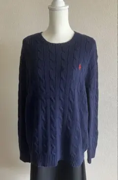 ③ラルフローレン L 綿100% ケーブルニット　メンズ