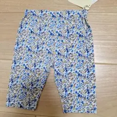 【未使用】ブルー系花柄95cmパンツ　5分丈