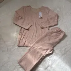 しまむら　ピンク ベージュVネック長袖セット M