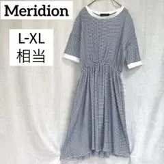 Meridion 半袖ワンピース　ボーダー　プリーツ　膝丈　ゆったり　綺麗めのサムネイル