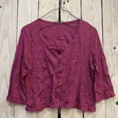 ☆カーディガン ボレロ ボーダー ボルドー系カラー