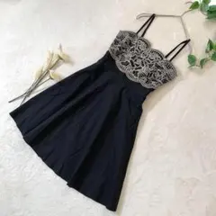 ♡レディース　キャミワンピース♡刺繍　肩紐　パーティー　F　セレモニー　女子会