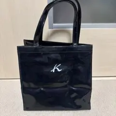 キタムラ Kitamura 元町 エナメル調 ミニトートバッグ 黒 底板付