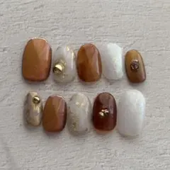 ネイルチップ 現品 秋ネイルチップ ニュアンスネイル べっ甲ネイル