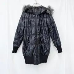 美品✨ ユニクロ ダウン コート ブラック ファー フード y2k 00s 平成