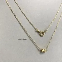 【No.293】K16GPデザインオーバルビーズ×華奢チェーンネックレス38cm