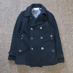 メンズ Pコート ブラック 紺 ウール Lサイズ モード ミリタリー Y2K