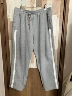 SCENE スウェットパンツ グレー XL サイドライン入り 裾ジップあり