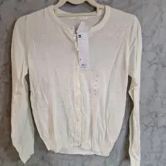 GU UVカットクルーネックカーディガン M オフホワイト