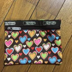 値下げ　レスポートサック ポーチ カラフル ハート柄　美品