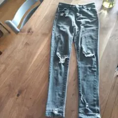 GORGEグレー ダメージ加工 スキニーデニム