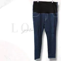 マタニティパンツ　LL　美品　青　デニム　ジーパン　妊婦　着回し　オールシーズン