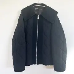 ZARA ザラ コントラストパフジャケット キルティング セーラーカラー S