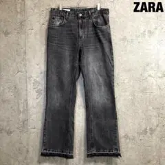 ZARA フレアデニム ブラックデニム カットオフ EUR42