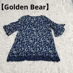 【Golden Bear】ブラウス L 紺 綿 オーガニックコットン 花柄のサムネイル