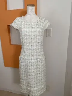 新品 クードシャンス ツイードワンピース 若草 日本製 38(M)