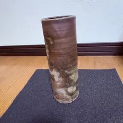 備前焼　陶器 花瓶 花器 筒形 和風 インテリア ブラウン系