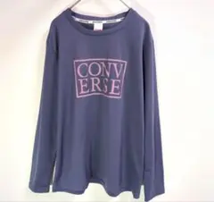 CONVERSE コンバース 長袖 Tシャツ パープル ロゴプリント　Y2Kのサムネイル