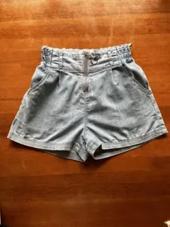 淡いデニムハーフパンツ　短パン　ショートパンツ　キュロット　ハイウェスト　130