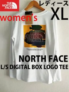 定価6490円レディースXLロンT新品ノースフェイス白デジタルボックスロゴティー