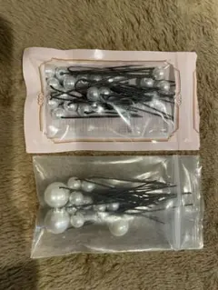 パール風ビーズ付きヘアピン2パック