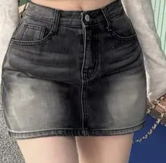 ブラックデニムショットパンツ