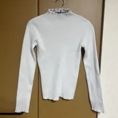 ⭐︎ホワイト ハイネック リブ編み トップス