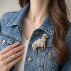【新品未使用】パールブローチ 羊 sheep アクセサリー
