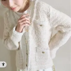 la boutique bonbon ファンシーツイードニットカーディガン