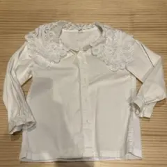 ホワイト レース襟 長袖シャツ　サイズ110