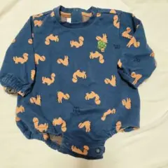 韓国ブランド　agabang リス柄 ネイビー ロンパース