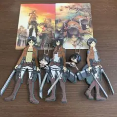 進撃の巨人 ポストカード2枚 マグネット キーホルダーのセット