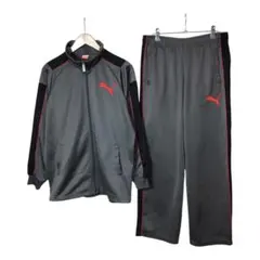 プーマ　ジャージ　上下セットアップ　ビッグサイズ　刺繍　チャコールグレー　L