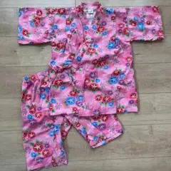 日本製　甚平 ピンク　朝顔　サイズ140