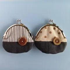 ストライプ・ドットのがま口　2個セット