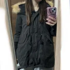 moussy ファー付きブラックモッズコート